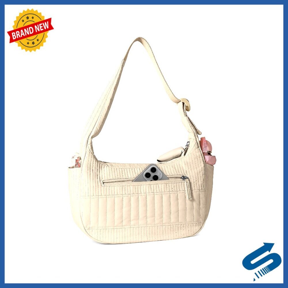 Lightweight Puffy Quilted Shoulder Bag, Adjustable Strap, Multi-Pocket Travel